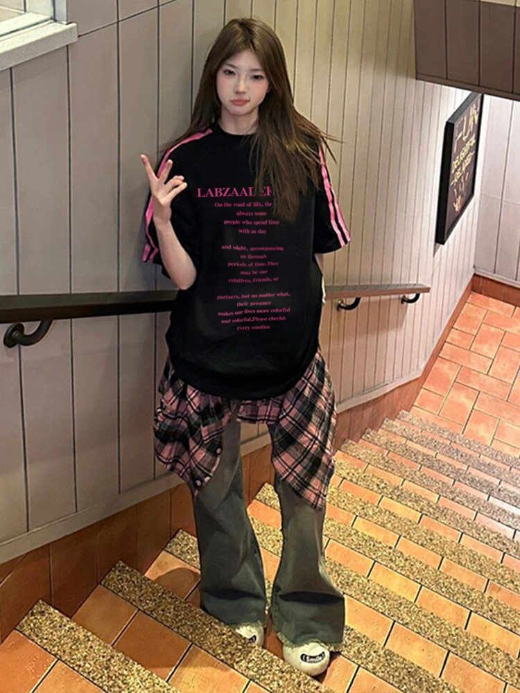 High-quality pure cotton combed 100% cotton loose short-sleeved T-shirt with three stripes