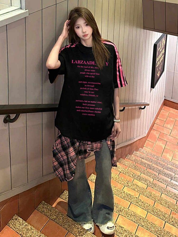 High-quality pure cotton combed 100% cotton loose short-sleeved T-shirt with three stripes