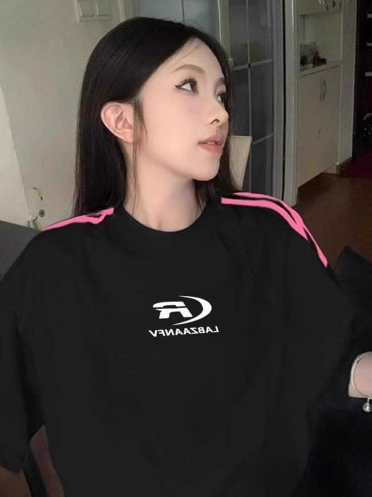 High-quality pure cotton combed 100% cotton loose short-sleeved T-shirt with three stripes