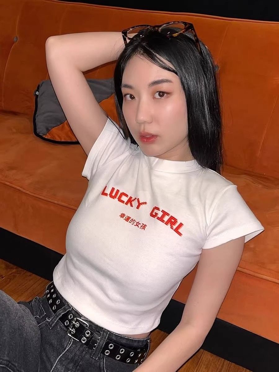 1*1 Pure Cotton High Elasticity New Summer Short-Sleeved Top, Fits Well with High-Waisted Pants, Slimming and Stylish