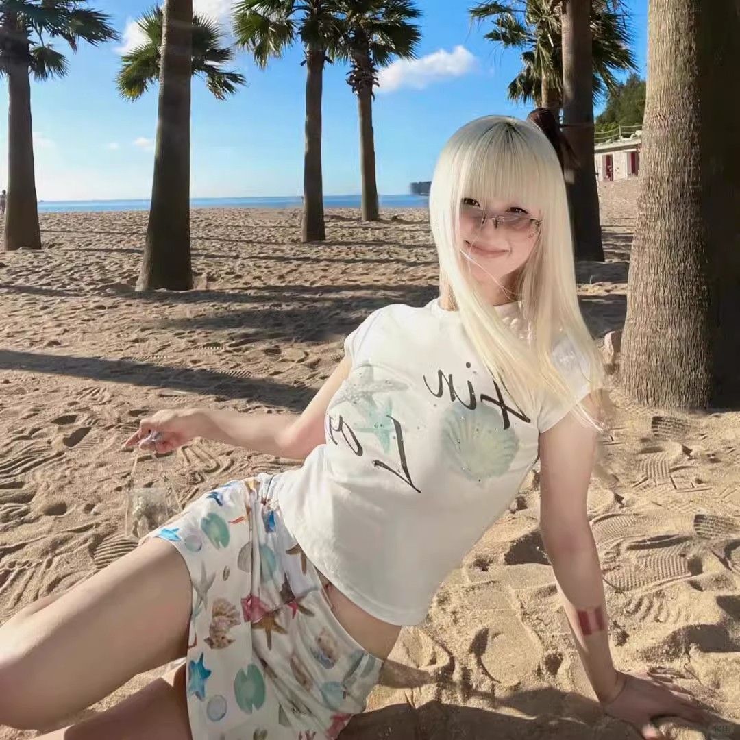 1*1 Pure Cotton High Elasticity New Summer Short-Sleeved Top, Fits Well with High-Waisted Pants, Slimming and Stylish