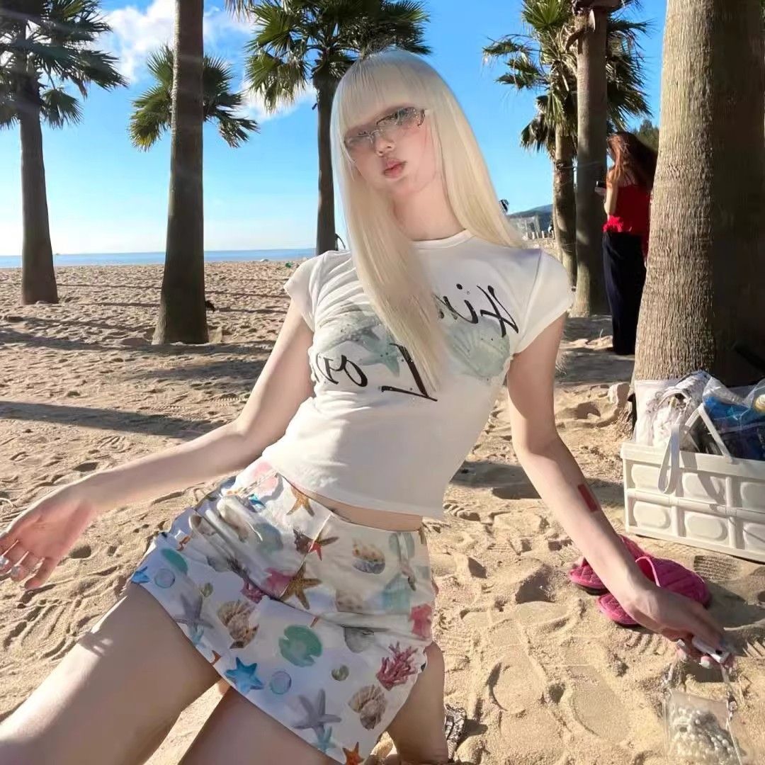 1*1 Pure Cotton High Elasticity New Summer Short-Sleeved Top, Fits Well with High-Waisted Pants, Slimming and Stylish