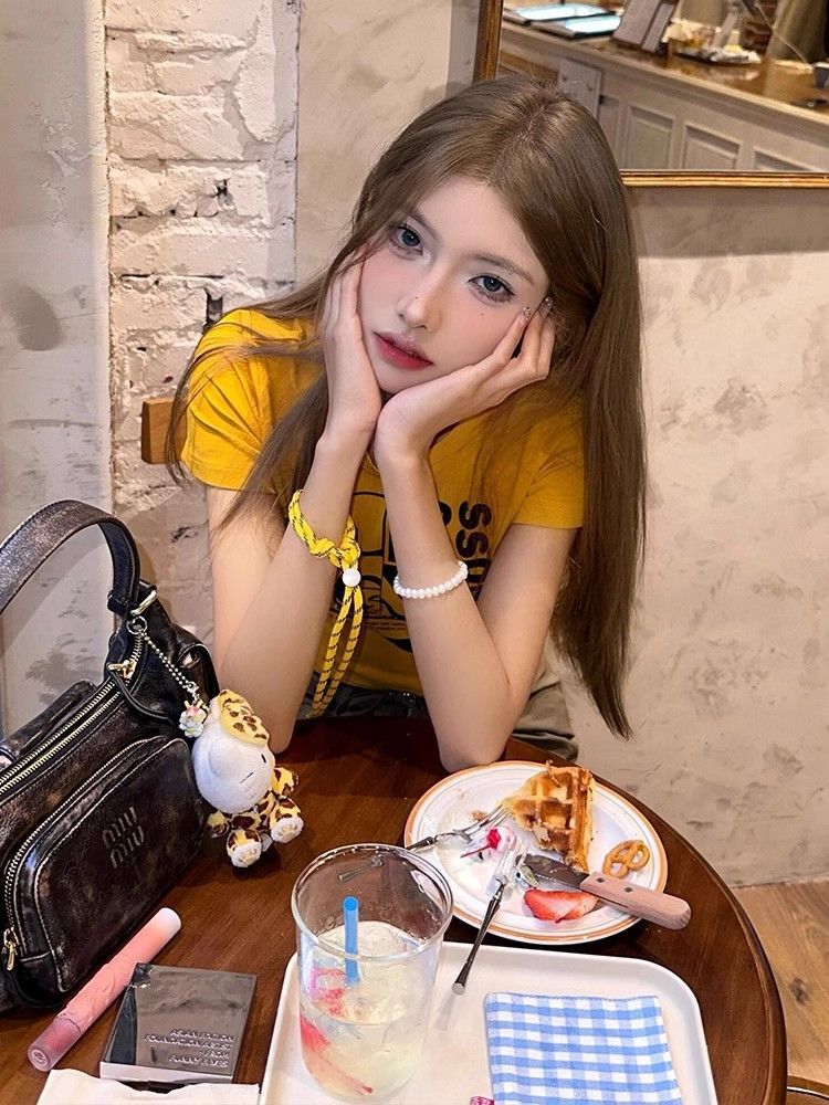 1*1 Pure Cotton High Elasticity New Summer Short-Sleeved Top, Fits Well with High-Waisted Pants, Slimming and Stylish