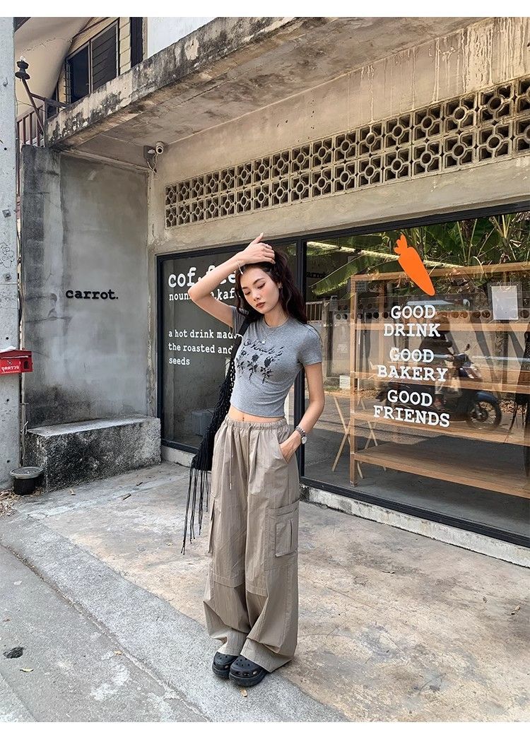 1*1 Pure Cotton High Elasticity New Summer Short-Sleeved Top, Fits Well with High-Waisted Pants, Slimming and Stylish