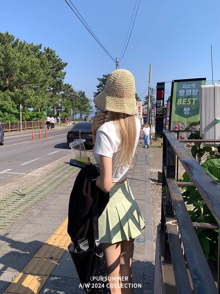 1*1 Pure Cotton High Elasticity New Summer Short-Sleeved Top, Fits Well with High-Waisted Pants, Slimming and Stylish