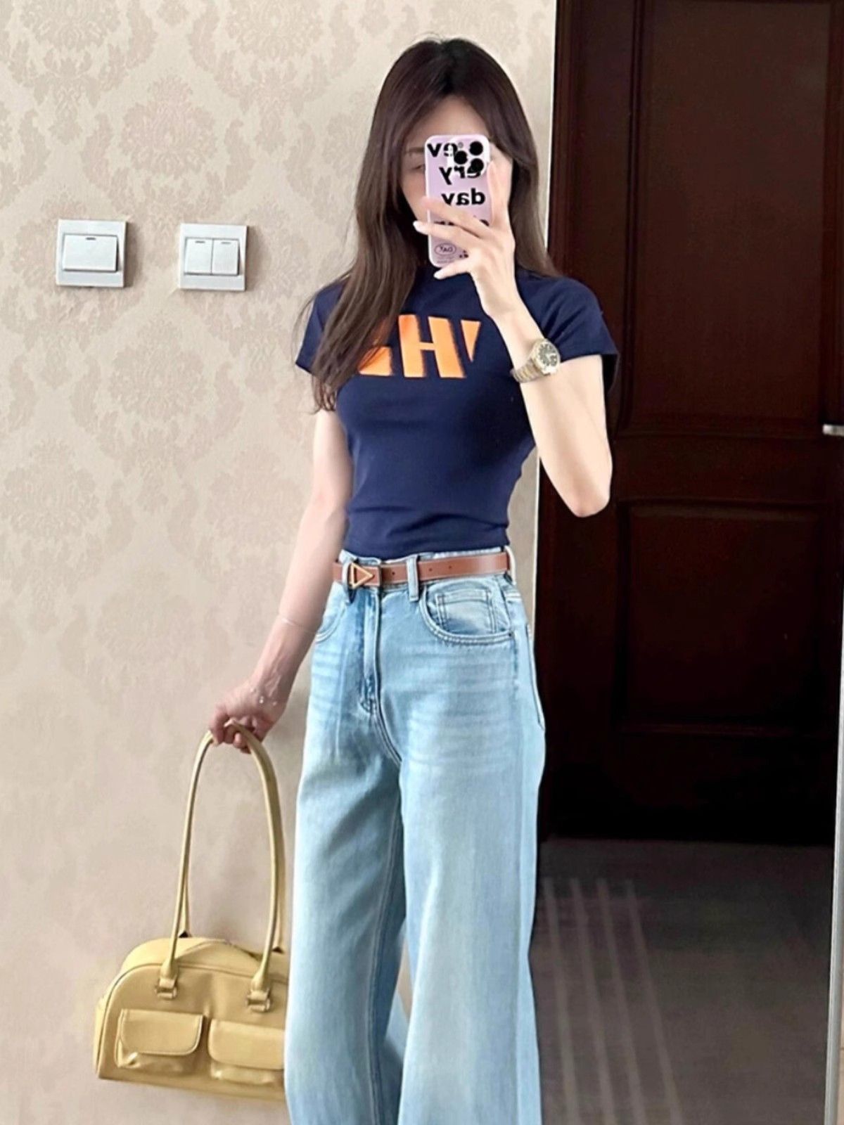 1*1 Pure Cotton High Elasticity New Summer Short-Sleeved Top, Fits Well with High-Waisted Pants, Slimming and Stylish