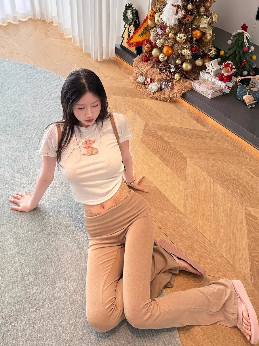 1*1 Pure Cotton High Elasticity New Summer Short-Sleeved Top, Fits Well with High-Waisted Pants, Slimming and Stylish