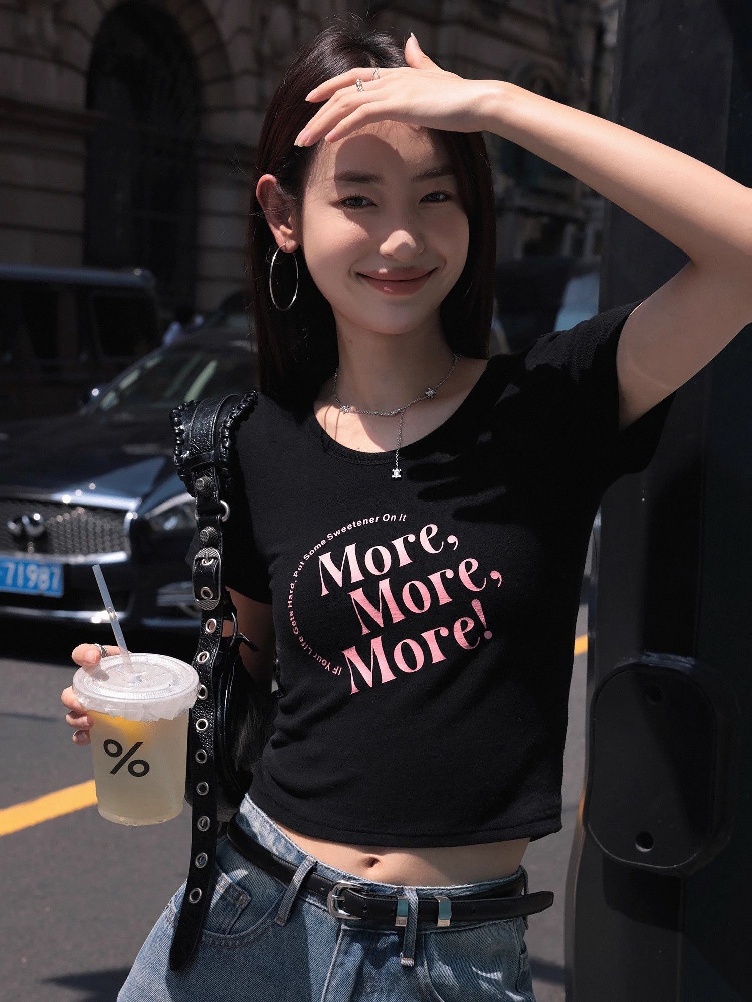 1*1 Pure Cotton High Elasticity New Summer Short-Sleeved Top, Fits Well with High-Waisted Pants, Slimming and Stylish