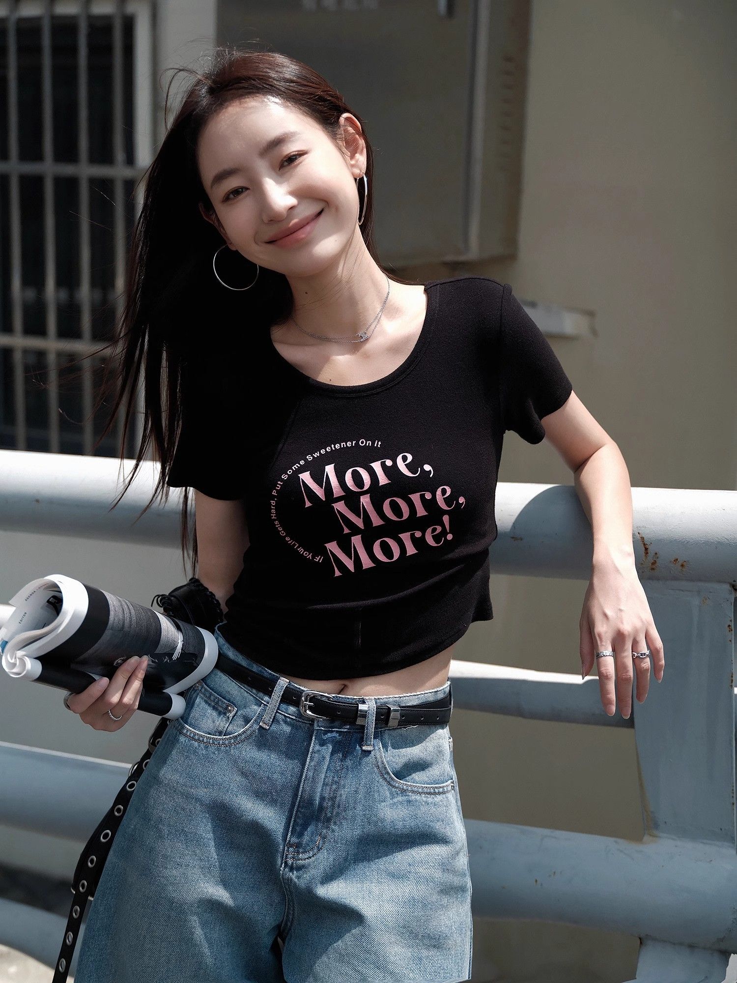 1*1 Pure Cotton High Elasticity New Summer Short-Sleeved Top, Fits Well with High-Waisted Pants, Slimming and Stylish