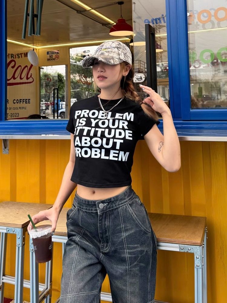 1*1 Pure Cotton High Elasticity New Summer Short-Sleeved Top, Fits Well with High-Waisted Pants, Slimming and Stylish