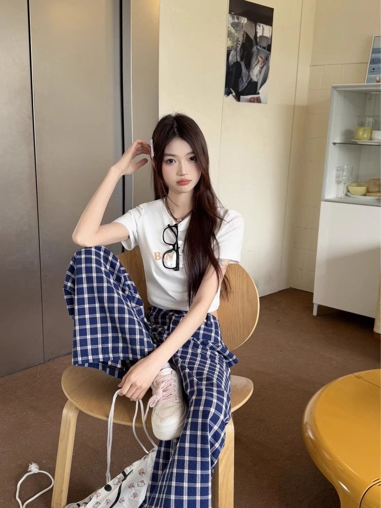 1*1 Pure Cotton High Elasticity New Summer Short-Sleeved Top, Fits Well with High-Waisted Pants, Slimming and Stylish