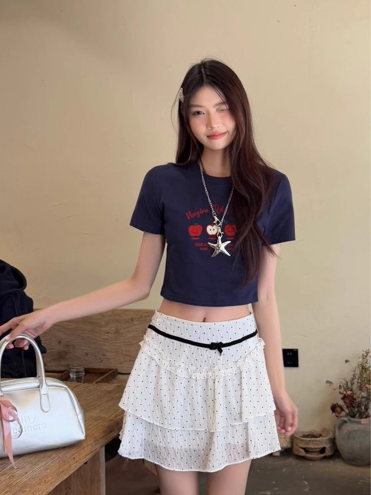 1*1 Pure Cotton High Elasticity New Summer Short-Sleeved Top, Fits Well with High-Waisted Pants, Slimming and Stylish