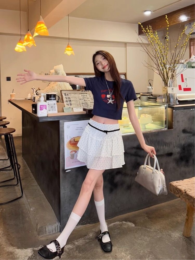 1*1 Pure Cotton High Elasticity New Summer Short-Sleeved Top, Fits Well with High-Waisted Pants, Slimming and Stylish