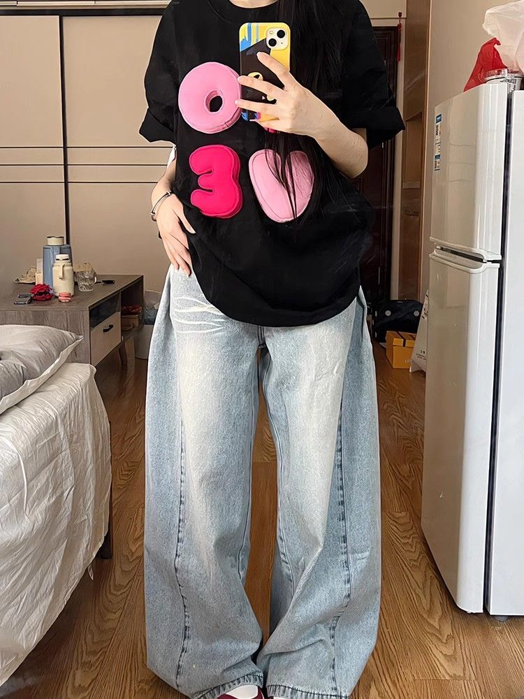 High-quality pure cotton 200g combed 100% cotton loose short-sleeved T-shirt for women