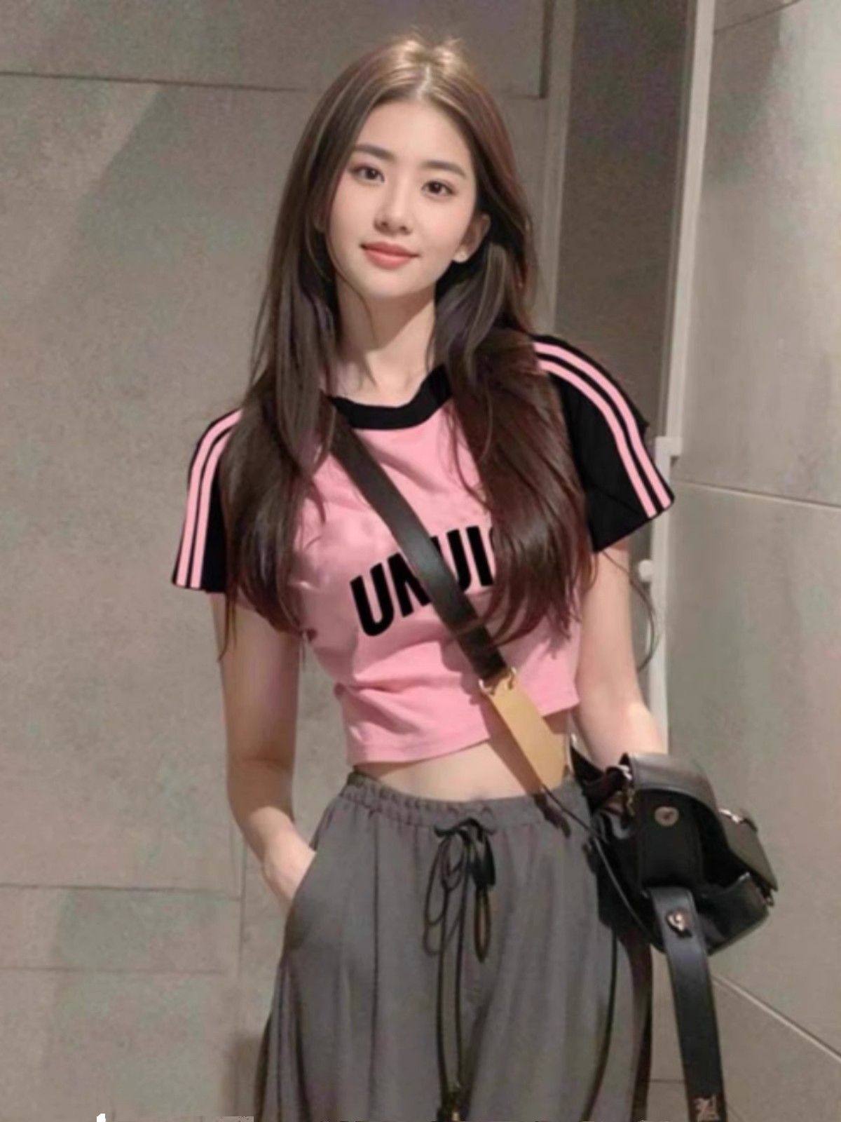 1*1 Pure Cotton High Elasticity New Women's Three-Stripe Striped Top