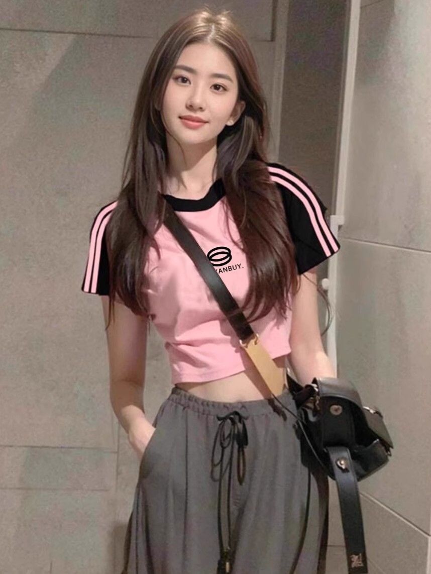 1*1 Pure Cotton High Elasticity New Women's Three-Stripe Striped Top