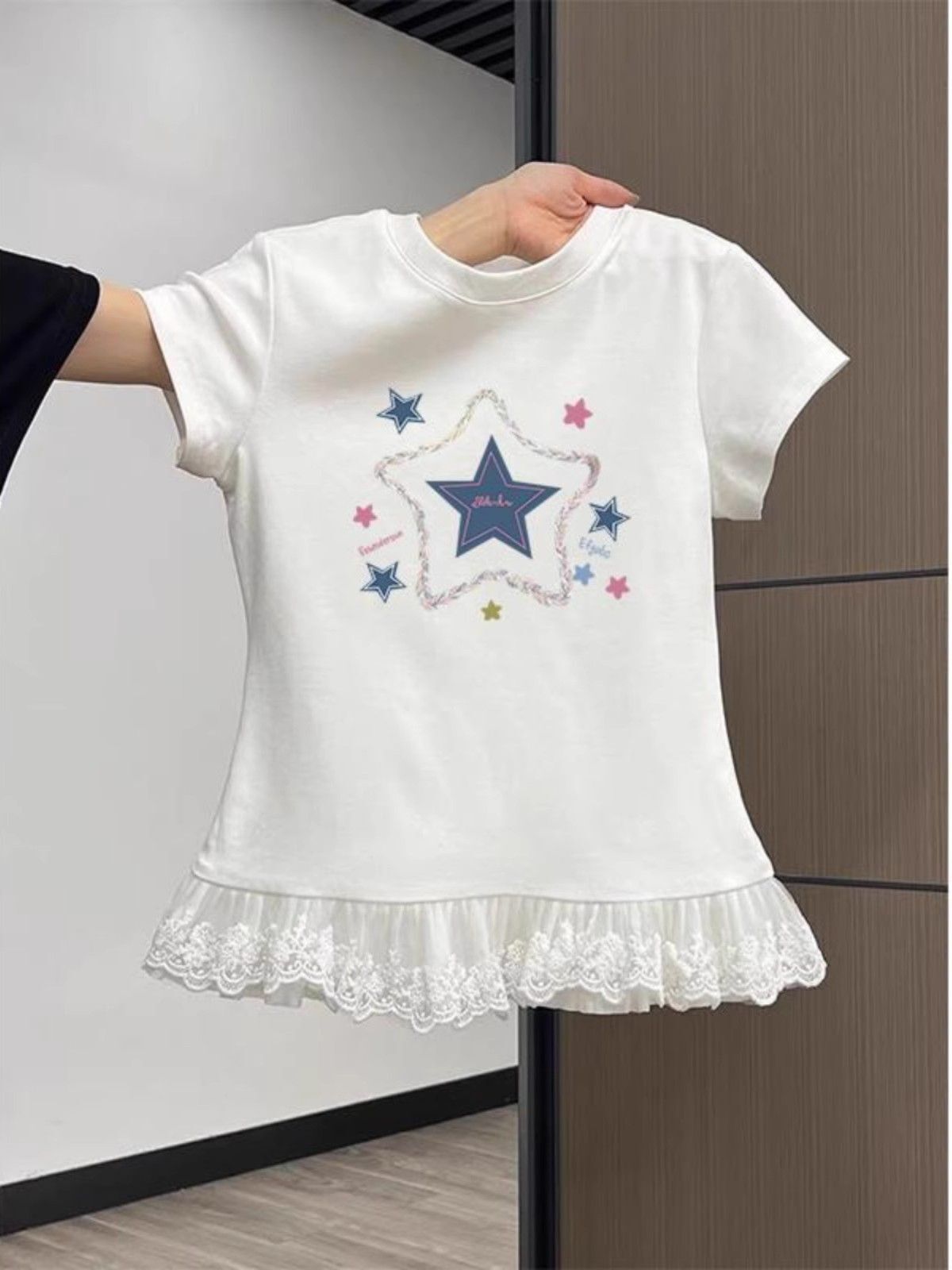 Sweet and Spicy Lace Short-Sleeve T-Shirt Women's Summer New Arrival Pure and Sexy Inner Layer Base Shirt Top