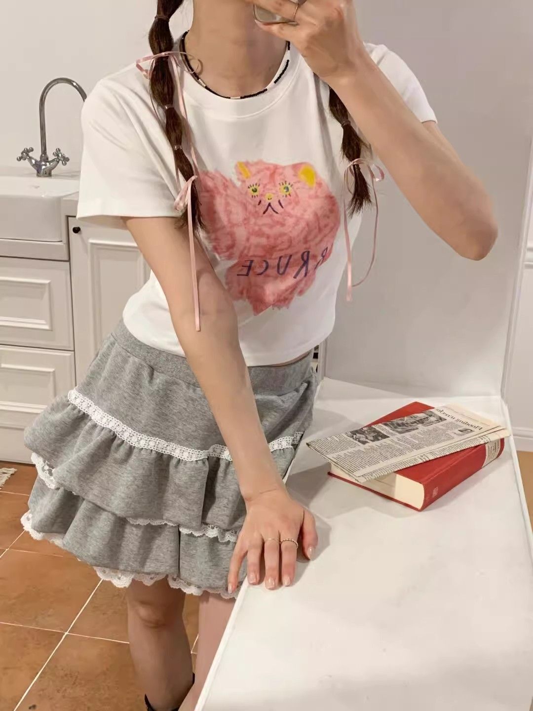 1*1 Pure Cotton High Elasticity New Summer Short-Sleeved Top, Fits Well with High-Waisted Pants, Slimming and Stylish